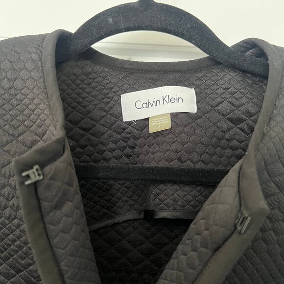 EUC - Calvin Klein - L - Black Long Coat/Overcoat - Picture 3 of 3